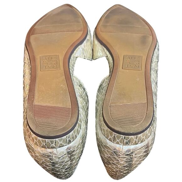 Naturalizer Kristin Leather Ballerina D’Orsay Flats Snakeskin Neutral Chic Prep - Picture 7 of 9